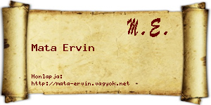 Mata Ervin névjegykártya